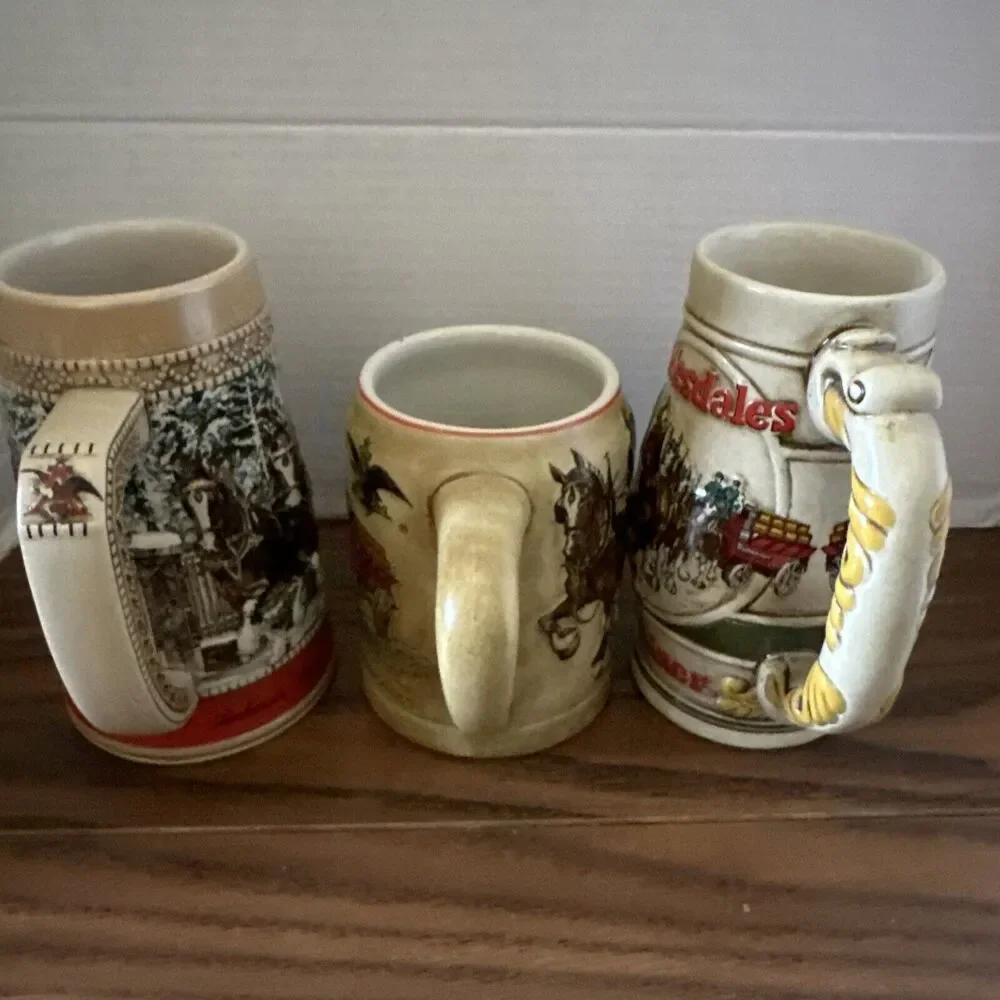 Budweiser Mug Lot Of 3, 1980’s Steins , Vintage